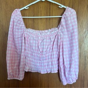 Pink gingham long sleeve top